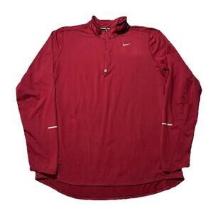 Nike Pullover Mens Large 1/4 Zip Running Dri Fit Element Active Performance Red